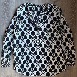 Talbots Black and White Patterned Blouse